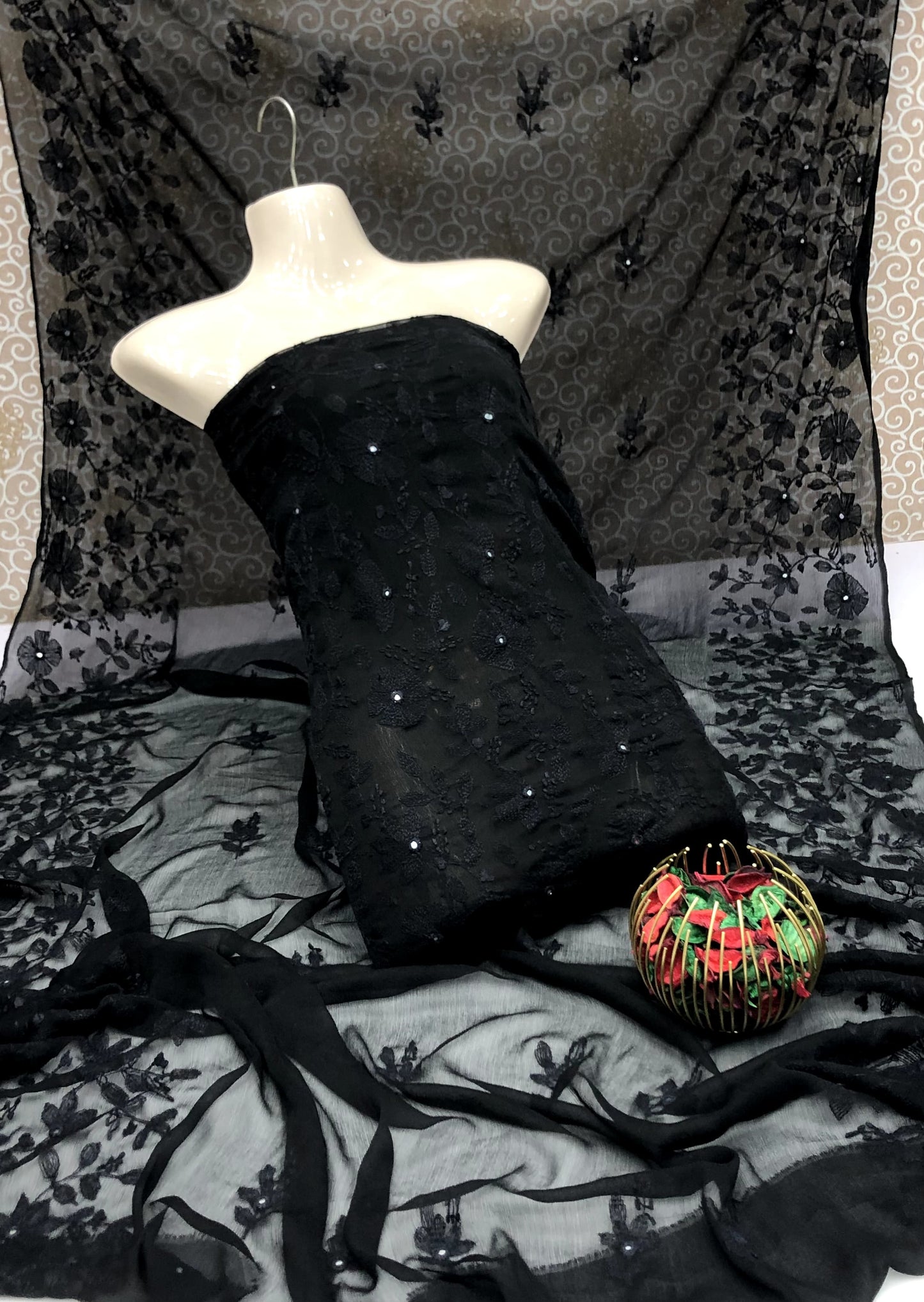 Soft Krinkle Shifoon with Handmade Mirror Work 2-Piece Suit