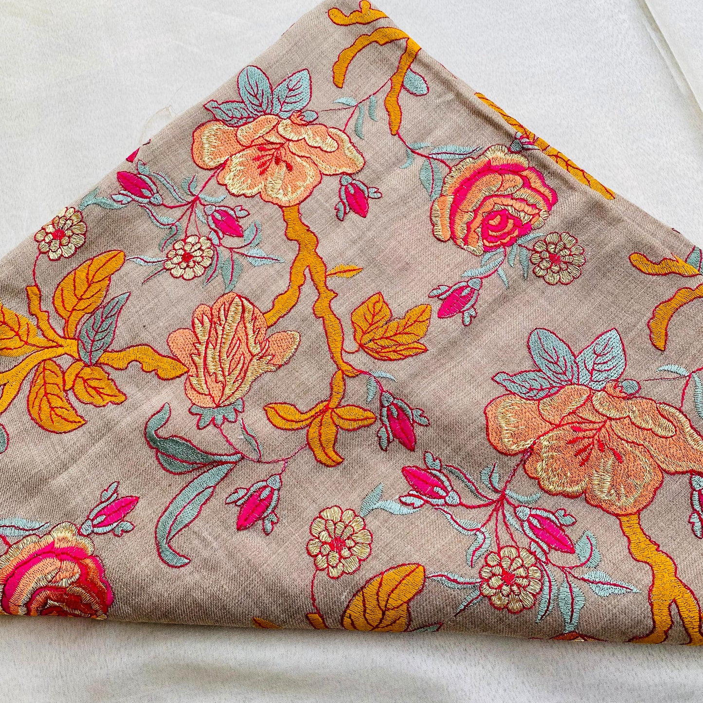 Full Embroidery Shawl with Resham and Tila work - Made in Thailand