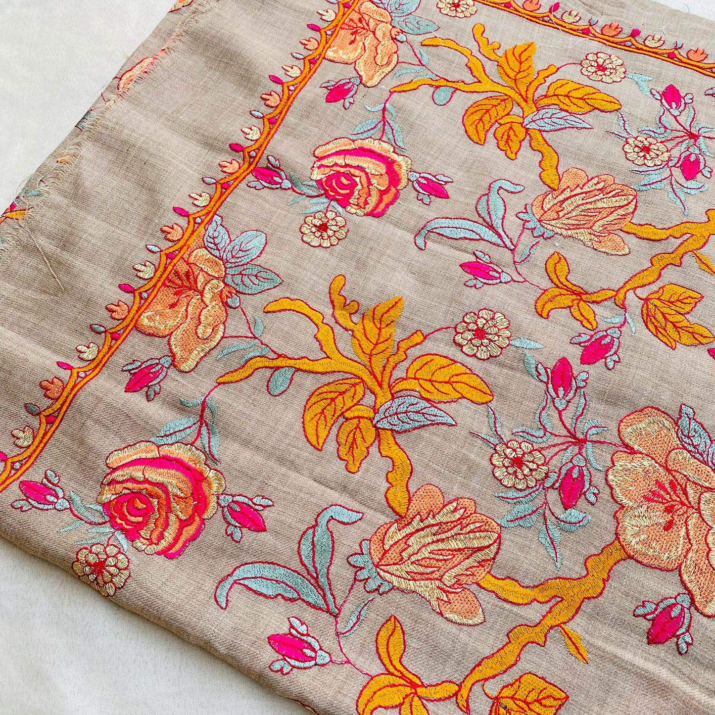 Full Embroidery Shawl with Resham and Tila work - Made in Thailand