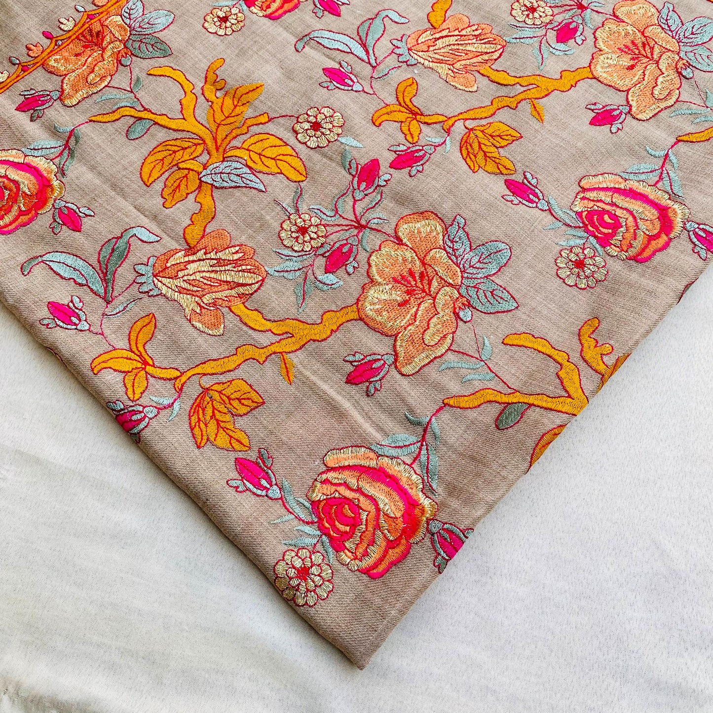 Full Embroidery Shawl with Resham and Tila work - Made in Thailand