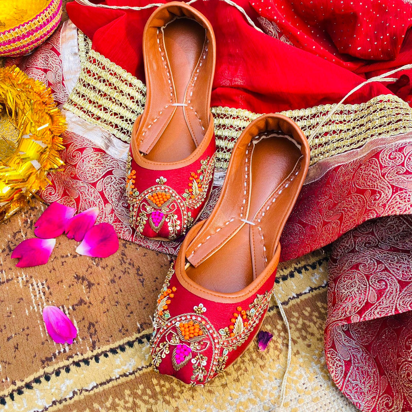 Luxury Moti and Tila Work Khussa with Zari Border