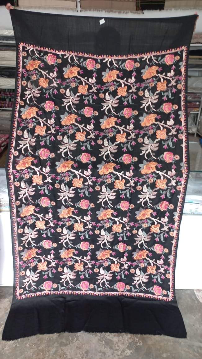 Full Embroidery Shawl with Resham and Tila work - Made in Thailand