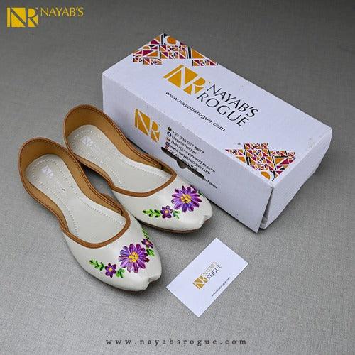 Purple flower Hand Painted khussa - Nayab's Rogue
