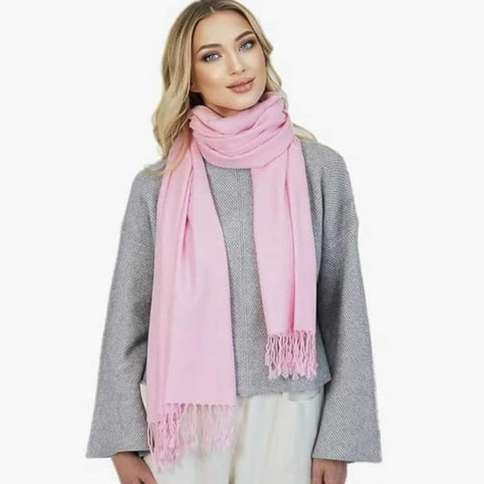 Pure Woolen Cashmere Warm Stolers - Baby Pink