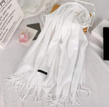 Pure Woolen Cashmere Warm Stolers - White