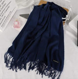 Pure Woolen Cashmere Warm Stolers - Dark Blue