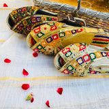 Peshawari Chappal For Girls - Mutli with Golden Sitara Work