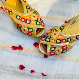 Peshawari Chappal For Girls - Mutli with Golden Sitara Work