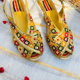 Peshawari Chappal For Girls - Mutli with Golden Sitara Work