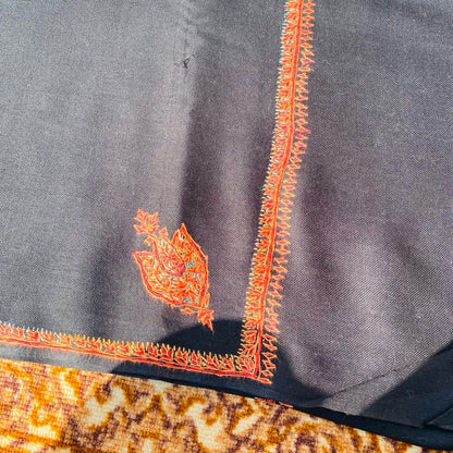 Wool Kashmiri Kangri Shawls for Ladies - Black