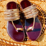 Golden Kolhapuri Chappal Flat for Girls