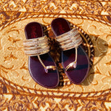 Golden Kolhapuri Chappal Flat for Girls