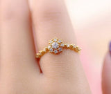 Gold Color Crystal Heart Ring For Women