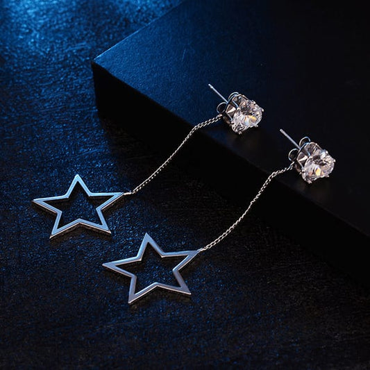 Stainless Steel Star Dangle Earrings (SSMP0195)