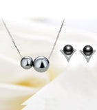 Black Pearl Locket and Earrings Set