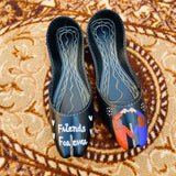 Friends Forever - Hand Painted leather khussa - Black