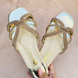 Soft-Padded Casual Sliders with Jelly Sole - Black and Golden (5501)