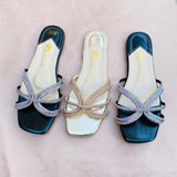 Soft-Padded Casual Sliders with Jelly Sole - Black and Golden (5501)