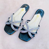 Soft-Padded Casual Sliders with Jelly Sole - Black and Golden (5501)