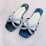 Soft-Padded Casual Sliders with Jelly Sole - Black and Golden (5501)