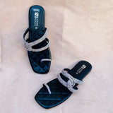 Soft-Padded Casual Sliders with Jelly Sole - Black and Maroon (5502)