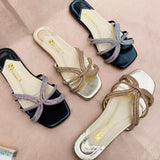 Soft-Padded Casual Sliders with Jelly Sole - Black and Golden (5501)