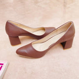 Fancy Block Heel Pumps for Women - Brown and Cream (12000215)