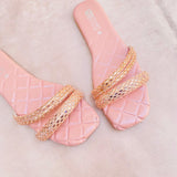 Soft-Padded Fancy Sliders with Jelly Sole - Green and Pink (5503)