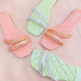 Soft-Padded Fancy Sliders with Jelly Sole - Green and Pink (5503)