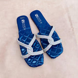 Soft-Padded Casual Sliders with Jelly Sole - Blue and Pista (5500)