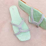 Soft-Padded Casual Sliders with Jelly Sole - Blue and Pista (5500)