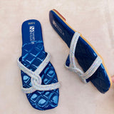 Soft-Padded Casual Sliders with Jelly Sole - Blue and Pista (5500)