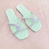 Soft-Padded Casual Sliders with Jelly Sole - Blue and Pista (5500)