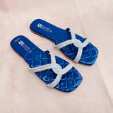 Soft-Padded Casual Sliders with Jelly Sole - Blue and Pista (5500)