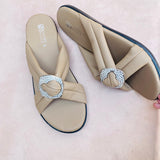 Medicated Comfort Flat Slippers with PU Sole (2572)