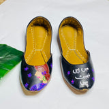 Main Apni Favourite Hoon Hand Painted khussa - Black