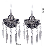 Trendy Ethnic Gypsy Vintage Drop Dangle Leaf Tassel Earrings For Women Jewelry Black Enamel Long Statement Fashion Earrings