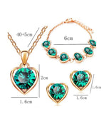 Yuemei Women's Jewelry Set: Necklace, Earrings, Bracelet. Blue, Heart-shaped, Simple