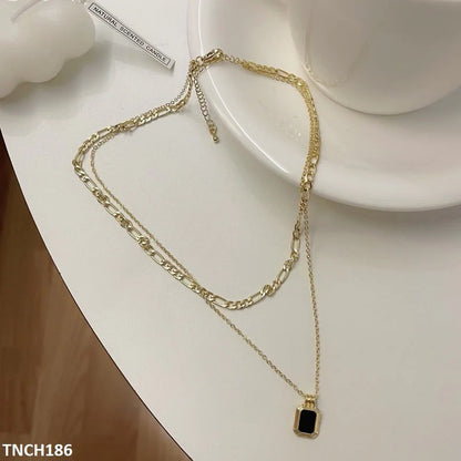 LSH Squared Layered Curb Chain Necklace - TNCH (TNCH186)