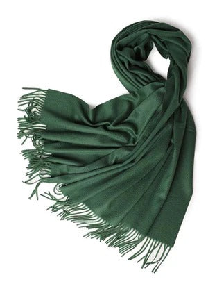 Pure Woolen Cashmere Warm Stolers - Dark Green