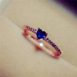 Heart of Gold Blue Cubic Zircon Stone Ring for Women and Girls