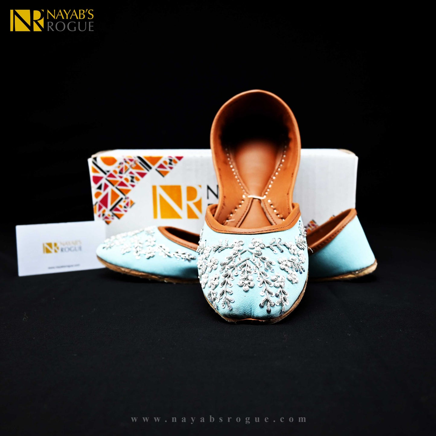 Khussa in Luxury Leather - Sky Blue