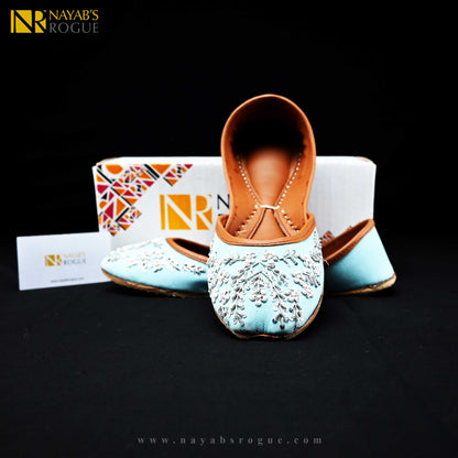 Khussa in Luxury Leather - Sky Blue