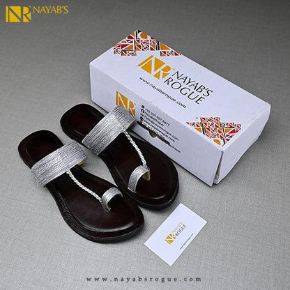 Kolhapuri Chappal Women Flat- available in silver color - Nayab's Rogue