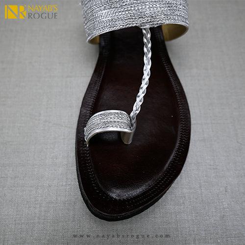 Kolhapuri Chappal Women Flat- available in silver color - Nayab's Rogue