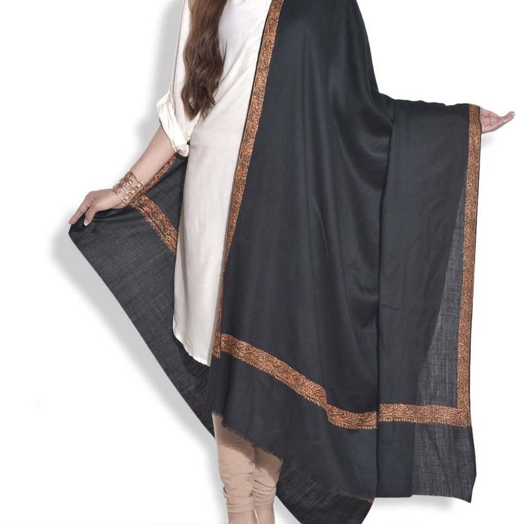 Embroider Woolden Shawl Comfortable and Stylish For Women - Black