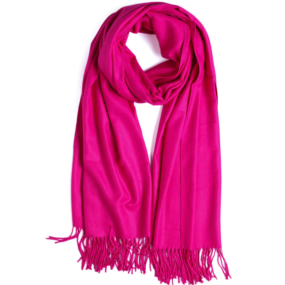 Pure Woolen Cashmere Warm Stolers - Shocking Pink