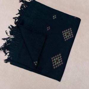 Black Pure Wool Handmade Shawl