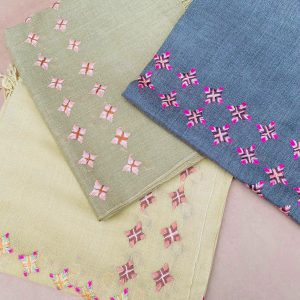 Shop our ​​Hand-Woven Wool Mini Shawl with Colorful Nagina Booti Embroidery
