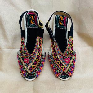 Handmade Black Velvet Peshawari Chappal for Girls